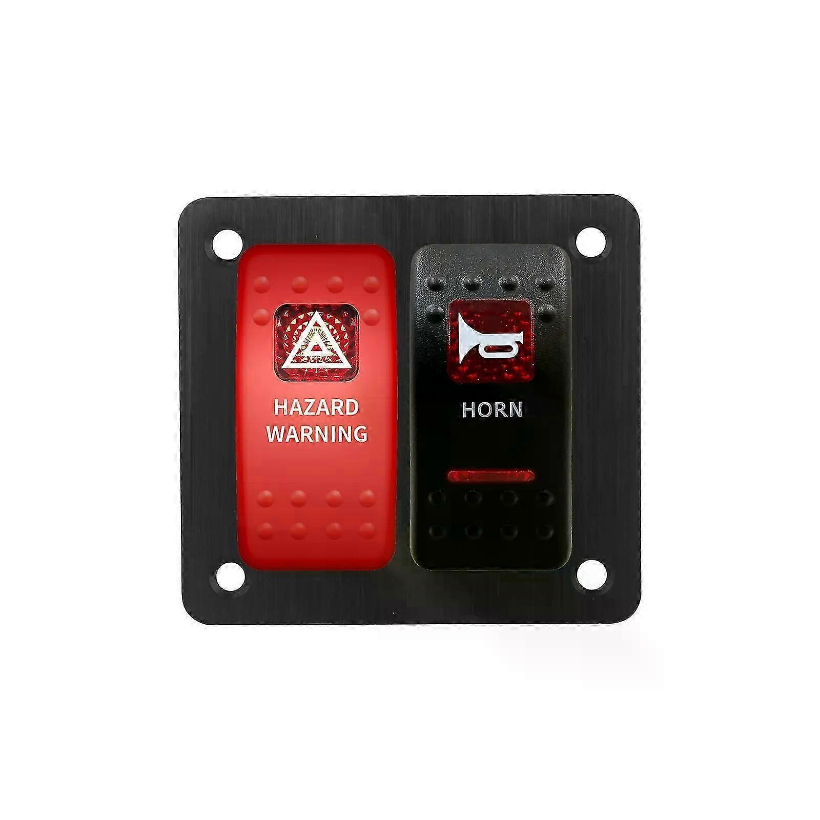 2-fach Wippschalterpanel Mit Zwei Leds Für Warnblinkanlage Und Hupe, Passend Für Lkw, Boot Und Auto, Inklusive Zigarettenanzünderbuchse – Jxlgv