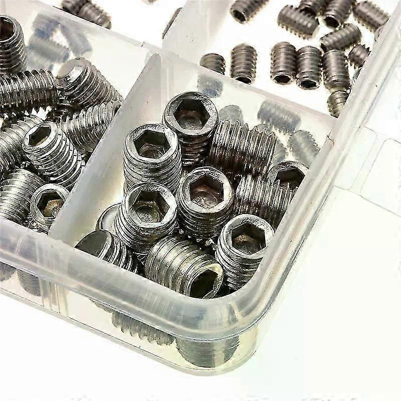 200 Stück M3 M4 M5 M6 M8 304 Edelstahl-gewindestifte, Innensechskantschrauben-sortiment, Sechskantschrauben Mit Flacher Spitze, Gewindestift-set - Jxlgv