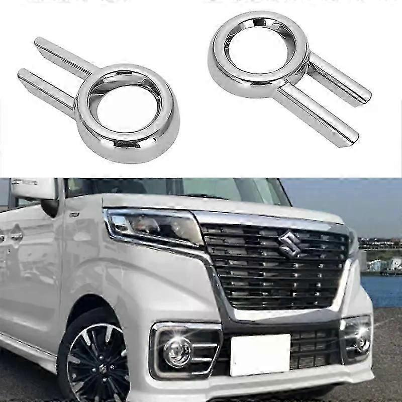2-teiliges Set Kunststoff-frontscheinwerfer-chromabdeckungen/zierblenden/rahmen Passend Für Suzuki Spacia Custom Mk53s-jxlgv