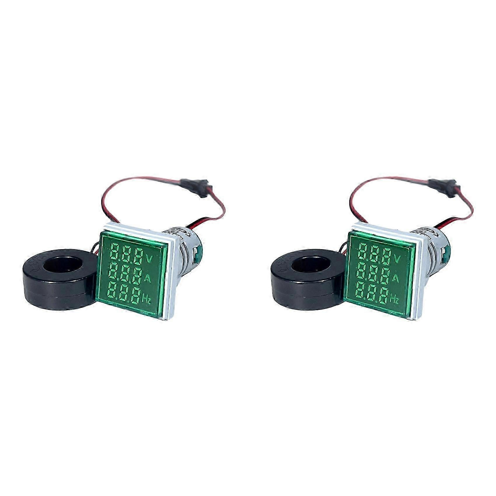 2x Led-digitalvoltmeter, Amperemeter, Hertz-meter, Ac6-500v Signalleuchten, Spannungs-, Strom- Und Frequenzmesser, Grün-jxlgv