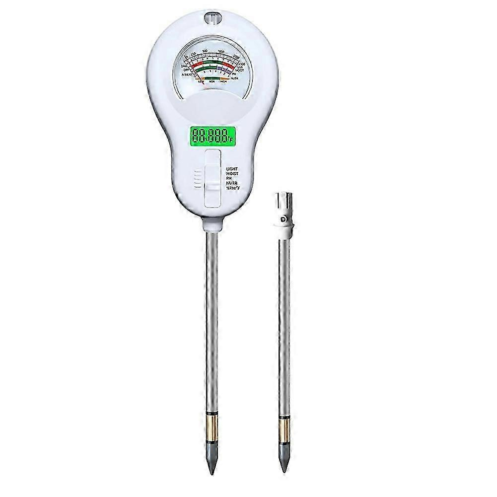 6-in-1 Bodenfeuchtigkeitsmesser (temperatur/ph-wert/luftfeuchtigkeit/niederschlag/sonnenlicht/fruchtbarkeit) – 2er-pack, Abnehmbare Sonde Mit Lcd-display – Jxlgv