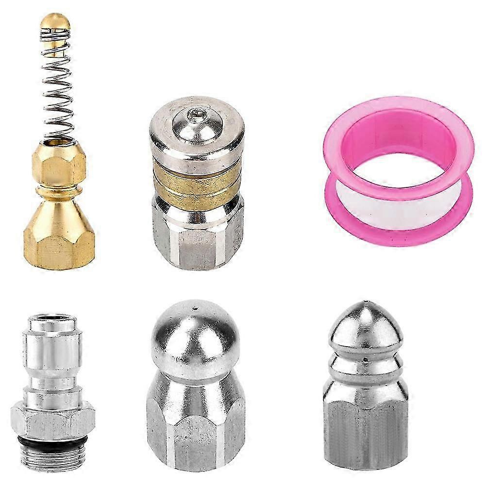 6-teiliges Kanalreinigungsdüsen-set Mit Schnellanschluss Und Klebebanddüse, Kompatibel Mit Hochdruckreinigern Bis 5000 Psi-jxlgv