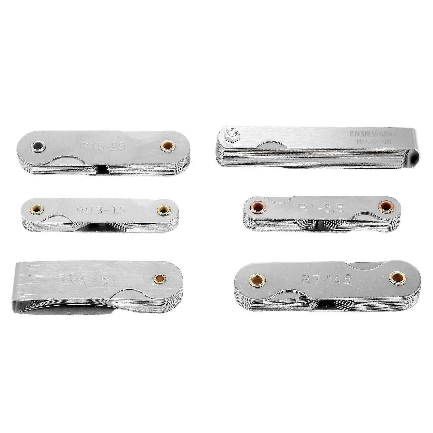 6-teiliges Edelstahl-radiuslehren-set Mit Fühlerlehre, Bogenradiuslehre Und Abstandsmesswerkzeug (0,04–0,88 Mm) – Jxlgv