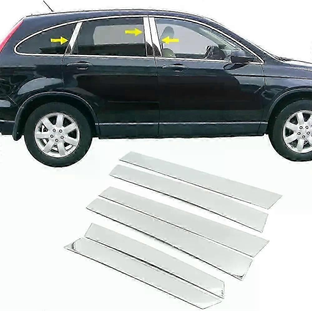 6 Stück Silberfarbene Tür- Und Seitenfenster-säulenverkleidungsaufkleber, Passend Für Honda Cr-v 2007-2011-jxlgv