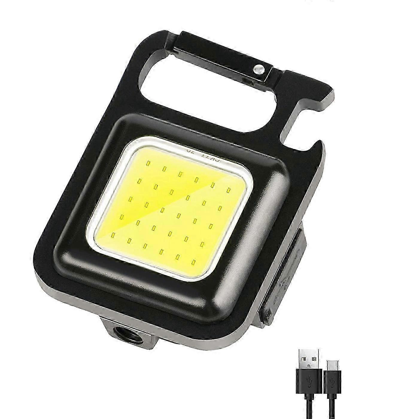 Cob-taschenlampe, 500 Lumen, Helle, Wiederaufladbare Mini-schlüsselanhängerlampe Mit 3 Leuchtmodi Und Flaschenöffner – Jxlgv