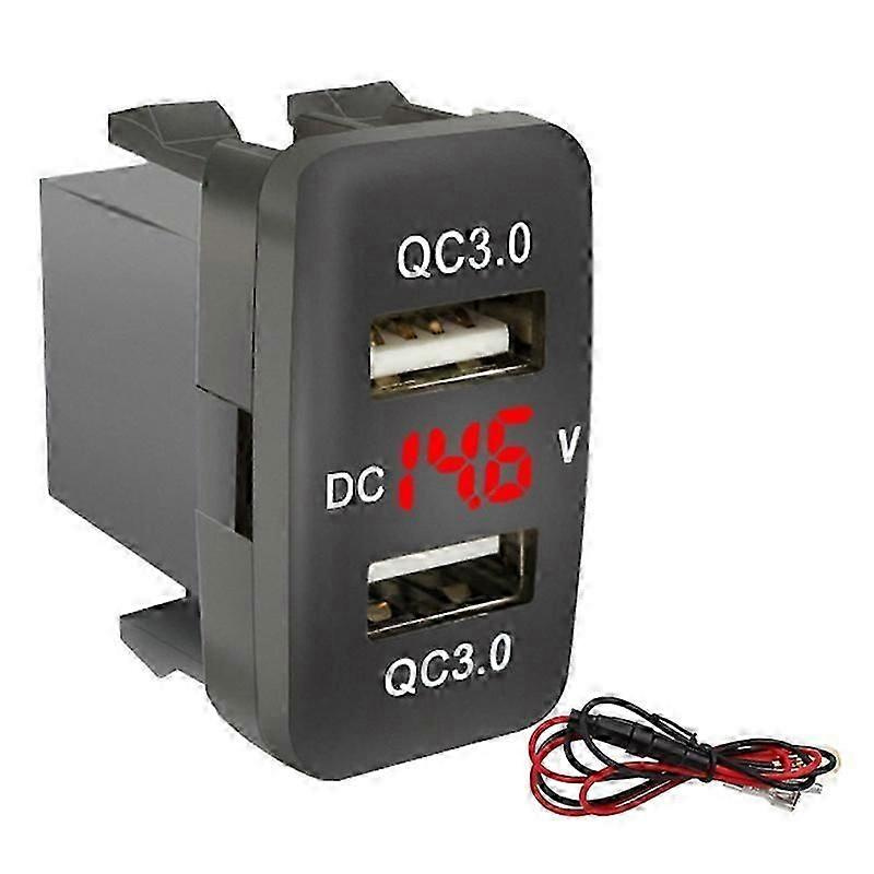 Dual-usb-3.0-schnellladefunktion Mit Voltmeter-display, Schwarz Und Rot, Kfz-ladegerät Für Toyota Jxlgv