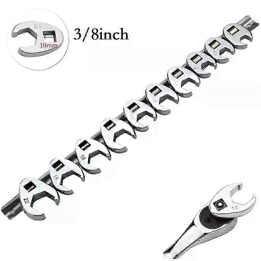 10-teiliges Set Mit 10-22 Mm Krähenfußschlüsseln, 3/8-zoll-antrieb, Metrischer Maulschlüssel, Beweglicher Offener Ratschenschlüssel, Handwerkzeug – Jxlgv