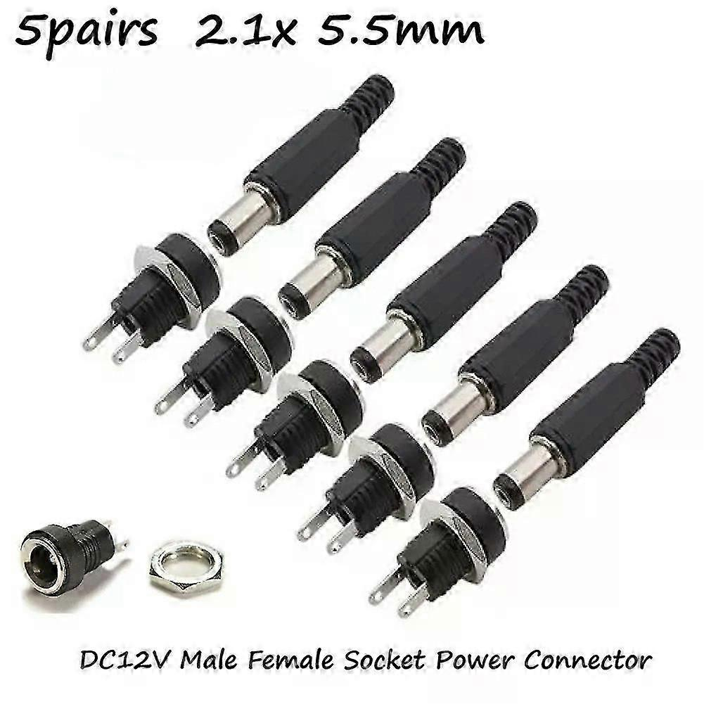 Paar Dc 12v Stecker/buchse Für Einbausteckdosen, Passend Für Laptops, Überwachungskameras, 12v Led-streifen Und Andere Elektrische Geräte – Jxlgv