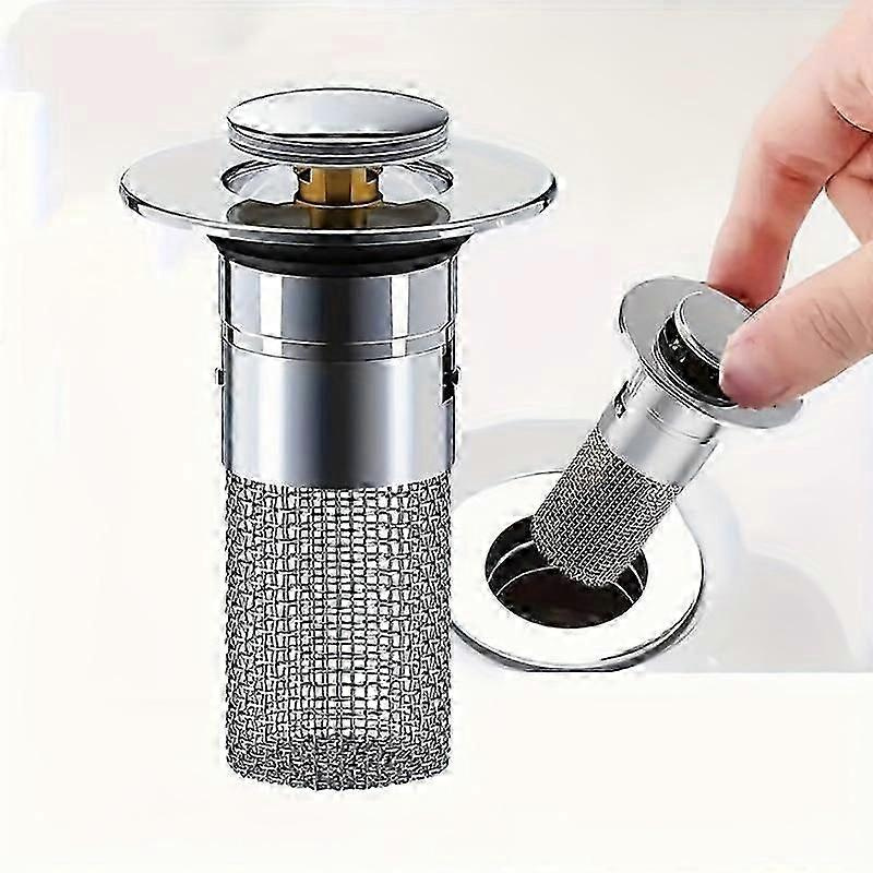 Edelstahl-waschbeckenstöpsel, Abflusssieb, Pop-up-waschbecken-ablaufstopfen Mit Geruchsfilter Und Integriertem Kern, Home Essential-jxlgv