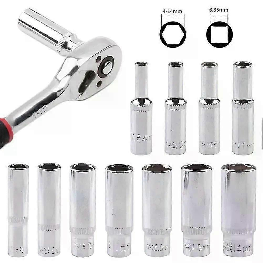 1 Stück 4-14 Mm Sechskant-steckschlüsseladapter, Chrom-vanadium-stahl, Tiefe Steckschlüsselkopfhülse, Passend Für Ratschenschlüssel, Autoreparatur-handwerkzeug - Jxlgv