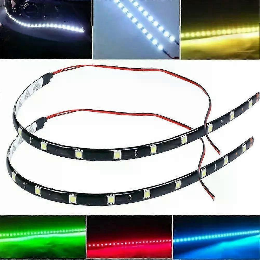 2 Stück 30 Cm Led-lichtleisten Für Die Autobeleuchtung, Flexibel, 12 V, 12 Smd, Wasserdicht, Weiß/rot, Tagfahrlicht (drl) – Jxlgv