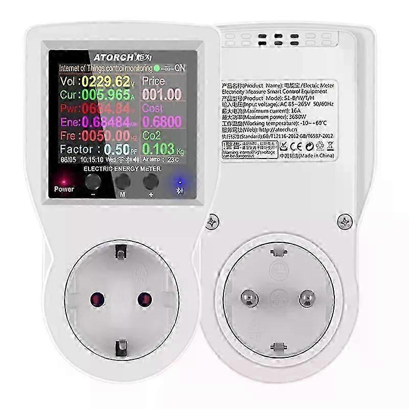 Atorch Wlan-digital-wattmeter 220v Ac Stromzähler Stromverbrauchs-energiezähler Leistungs-watt-stromzähler Eu-stecker-jxlgv