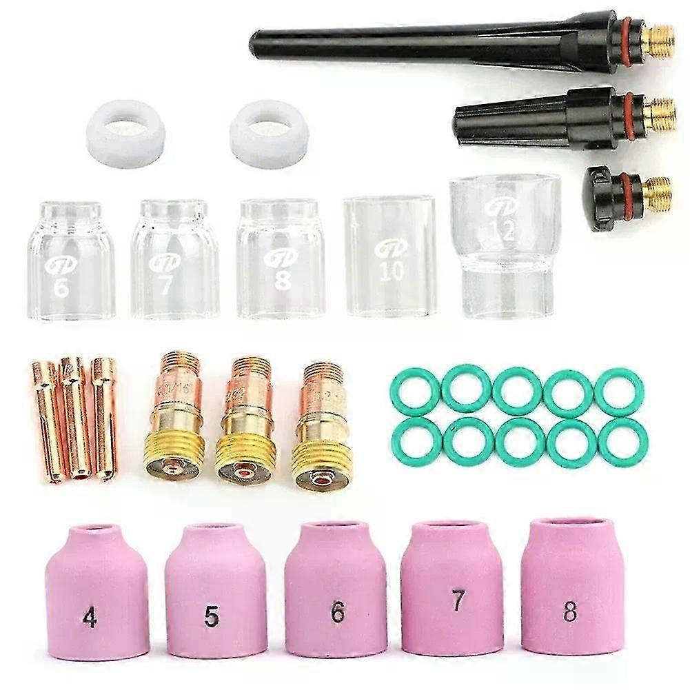 31-teiliges Set Passend Für Wp-17/18/26 Wig-schweißbrenner, Passend Für Kurze Gaslinsen, 12-teiliges Glasbecher-set, Wig-schweißzubehör – Jxlgv
