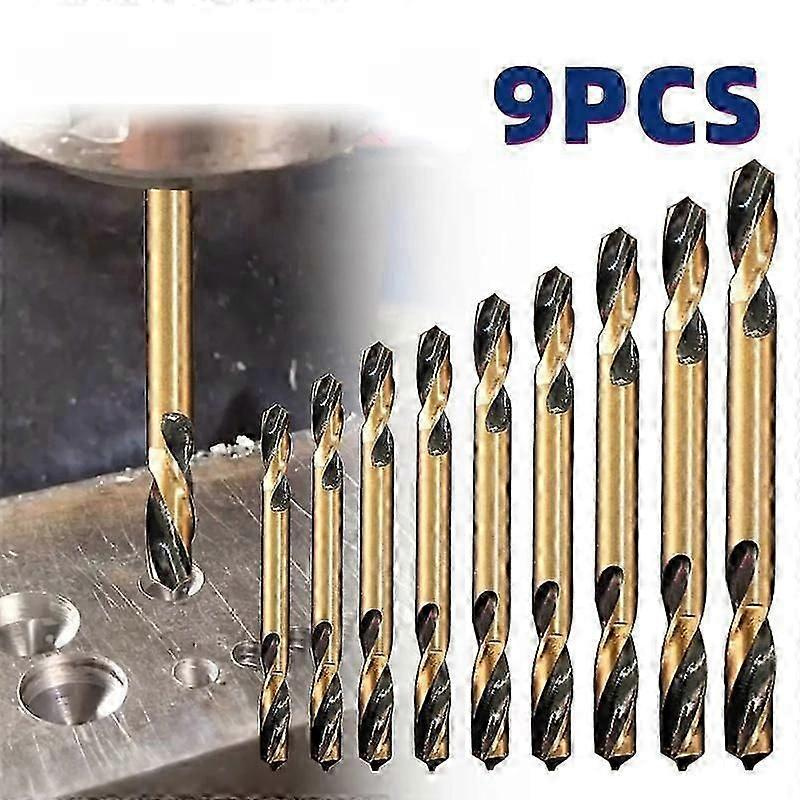 9-teiliges Set Doppelkopfbohrer, Doppelseitig, Aus Ultrahartem Edelstahl, Für Stahlplatten Und Tischlerarbeiten – Jxlgv