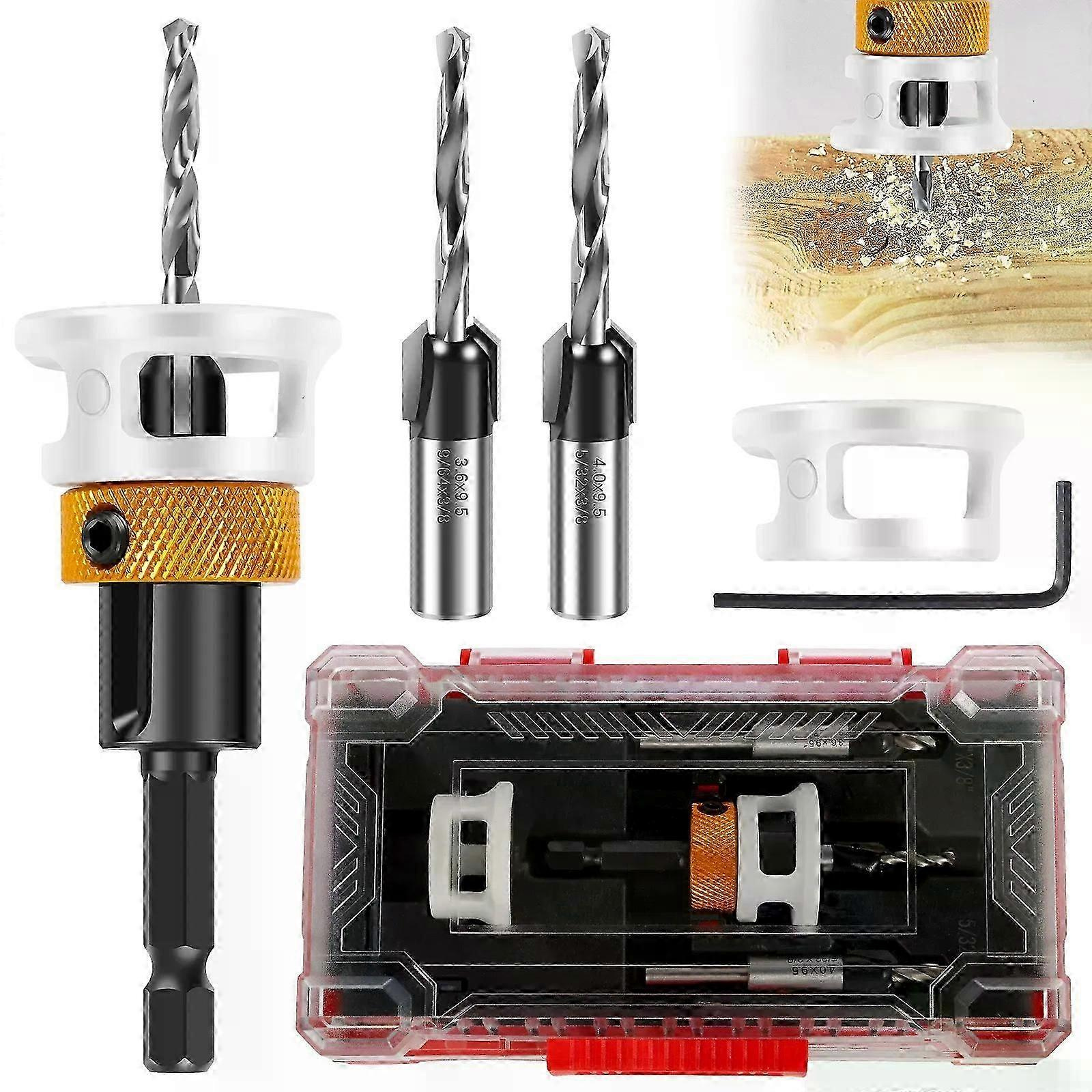 Senkbohrer-set Mit Einstellbarer Tiefe, Aluminiumlegierung, Schnellwechselsystem, Austauschbare Senkbohrer, Geeignet Für Holzbearbeitung - Jxlgv