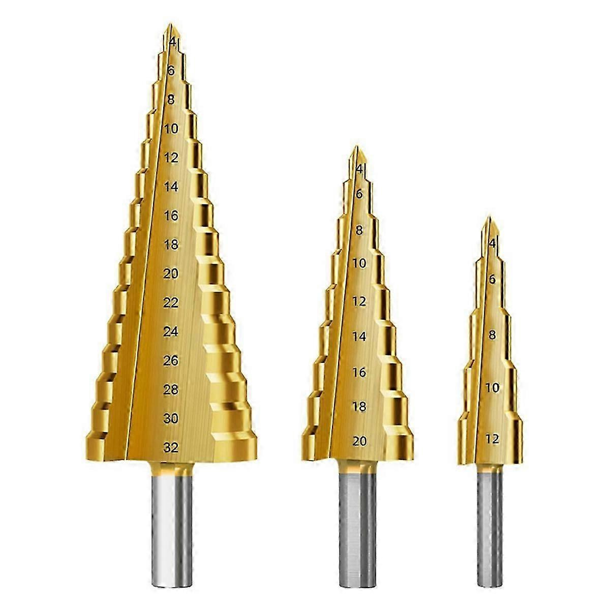 Stufenbohrer-set, 3-teilig, Titan-stufenbohrer, Metrisch A-jxlgv