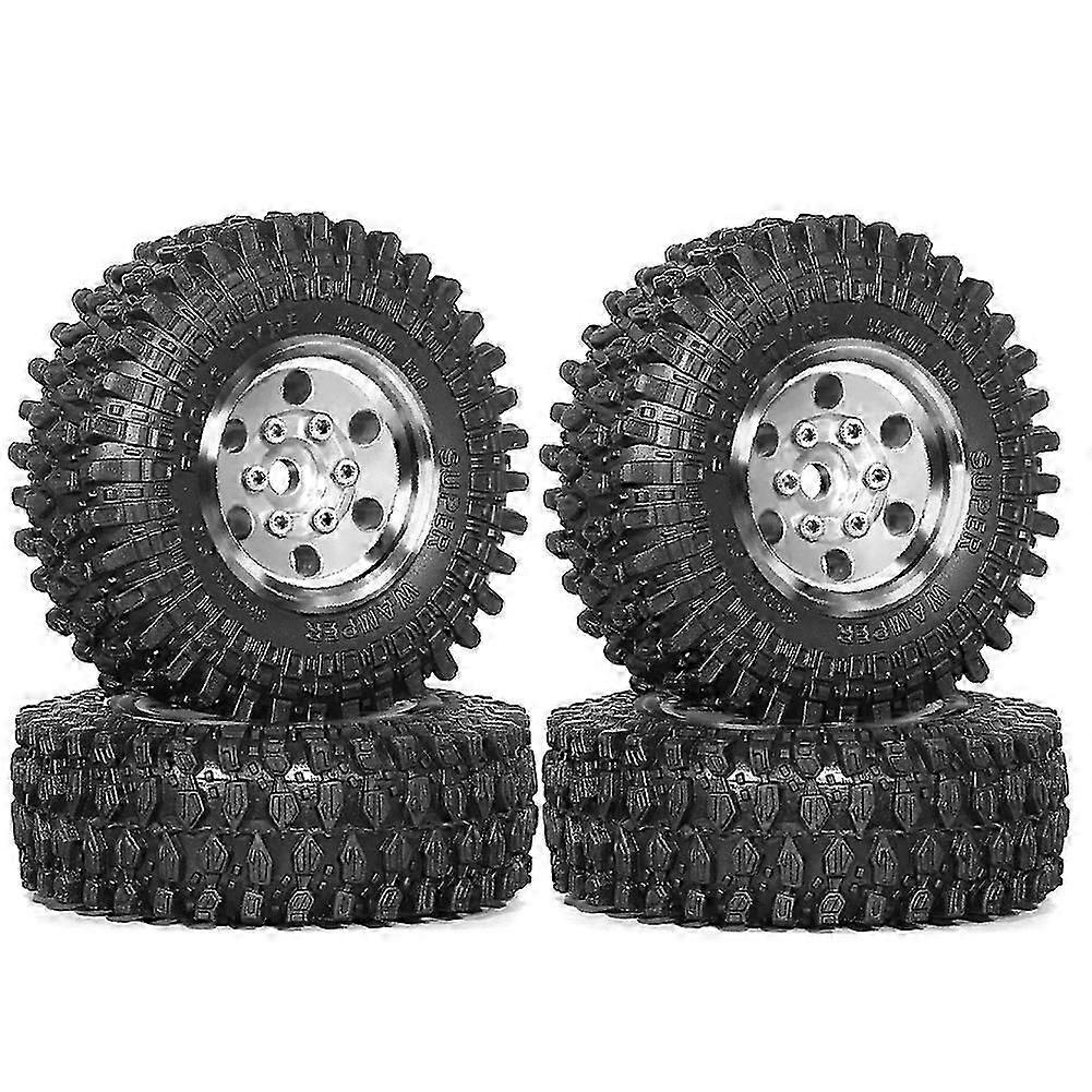 4 Stück 55 Mm (1,0 Zoll) Metall-beadlock-felgen Und -reifen, Kompatibel Mit 1/18 Und 1/24 Rc Crawler-cars, Trx4m Und Scx24, Upgrade-teile Und Zubehör, Silber-jxlgv