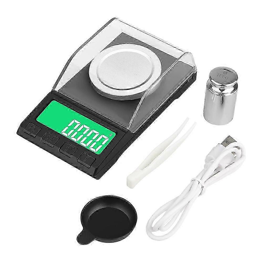 Tragbare Milligrammwaage 100 G/0,001 G, Hochpräzise Pulverwaage Mit Abdeckung, Hintergrundbeleuchtetes Lcd-display – Jxlgv