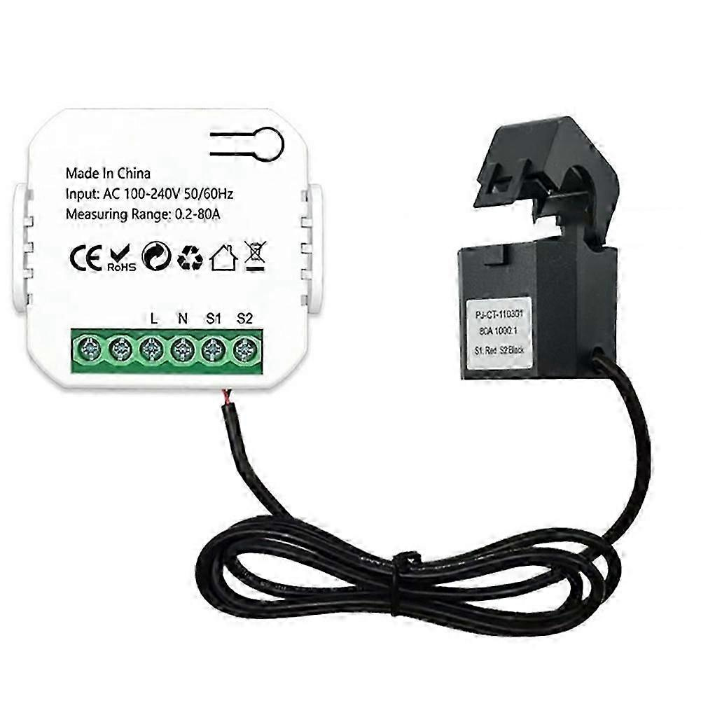 Tuya Smart Zigbee Energiezähler 80a Mit Stromzange Und App-überwachung (kwh, Spannung, Strom, Stromverbrauch) 110v 240v-jxlgv
