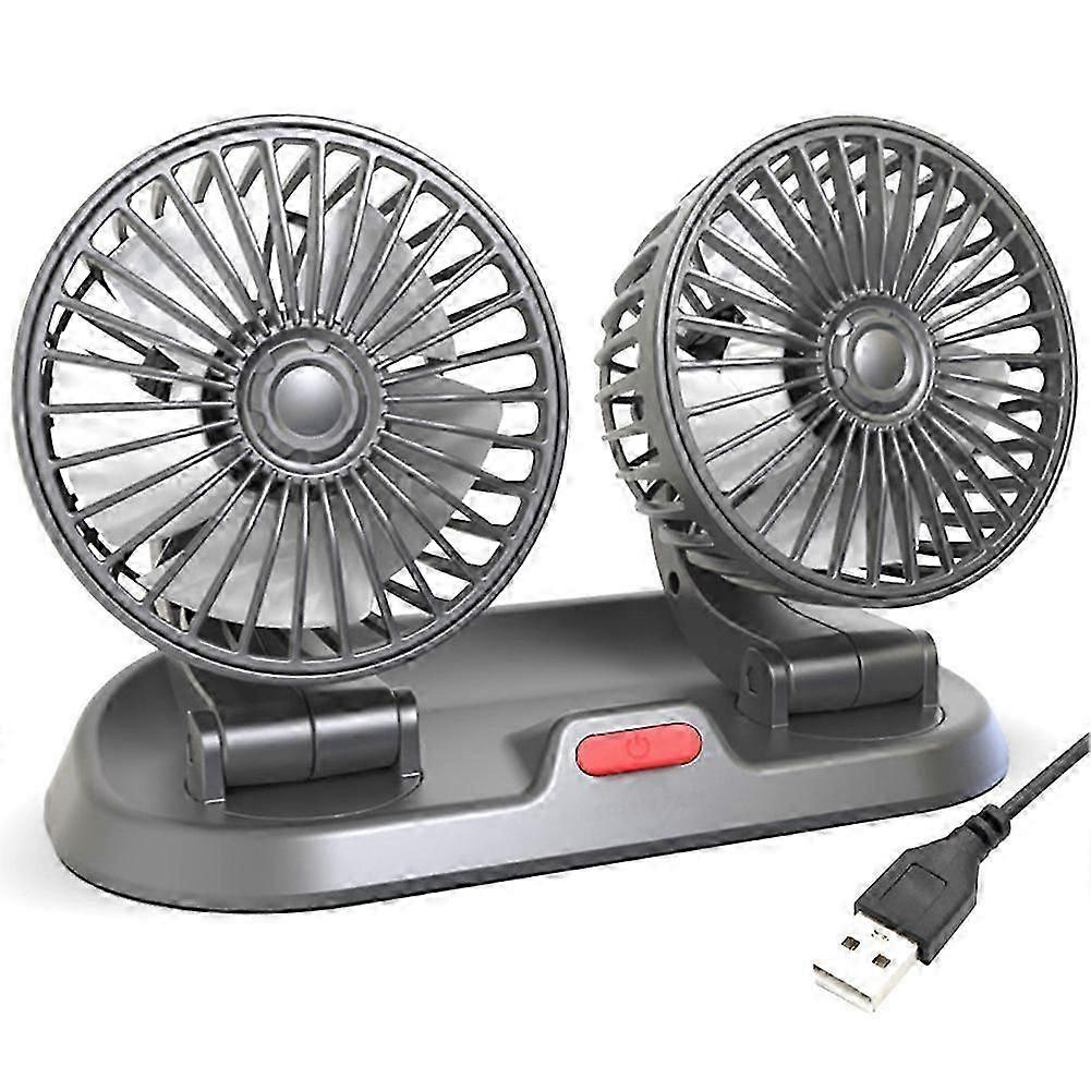 Usb-autoventilator Mit Zwei Köpfen, Tragbarer Autoventilator, Starker Luftstrom, Elektrischer Klappventilator Für Auto Und Haushalt - Jxlgv