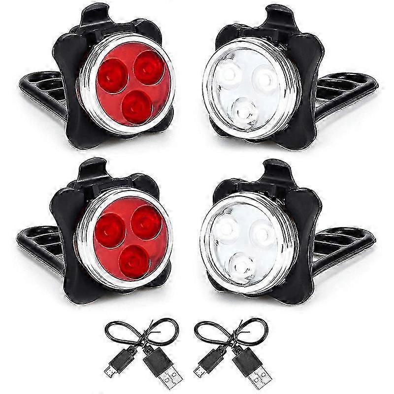 Usb-wiederaufladbares Fahrradbeleuchtungsset (hauptlicht: Weißlicht & Rücklicht: Rotes Led-licht) Für Rennräder (ac-jxlgv)