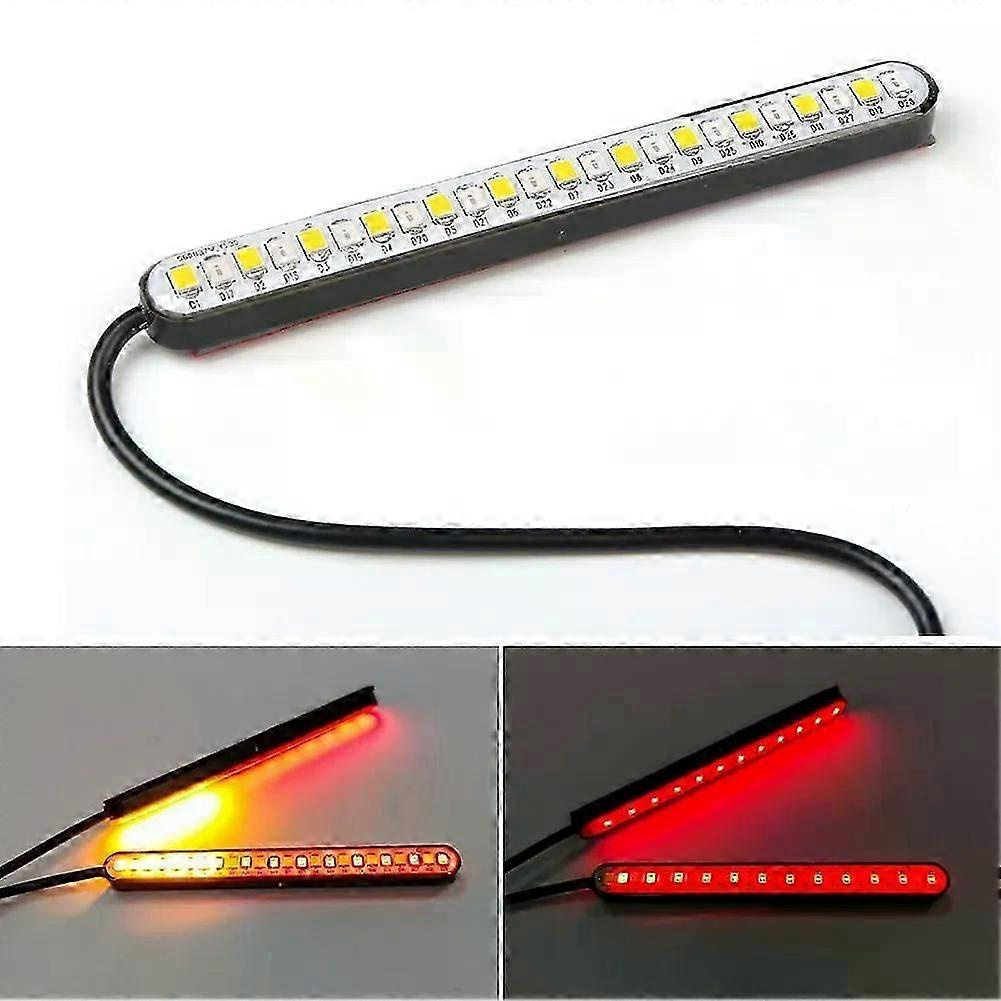 Universelle 24-led-motorradrückleuchte Mit Bremslicht, 2 Farben, Integriertem Blinkerstreifen Und Kennzeichenbeleuchtung – Jxlgv