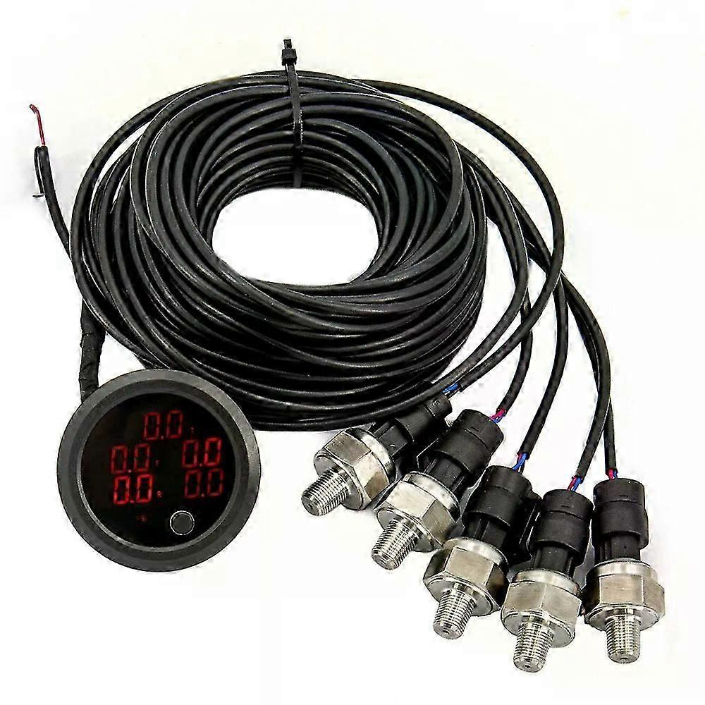 Universelles Lcd-fünfdruck-luftdruckmanometer (bar/psi) Für Luftfederung Mit 5 Elektrischen 1/8-npt-sensoren – Jxlgv