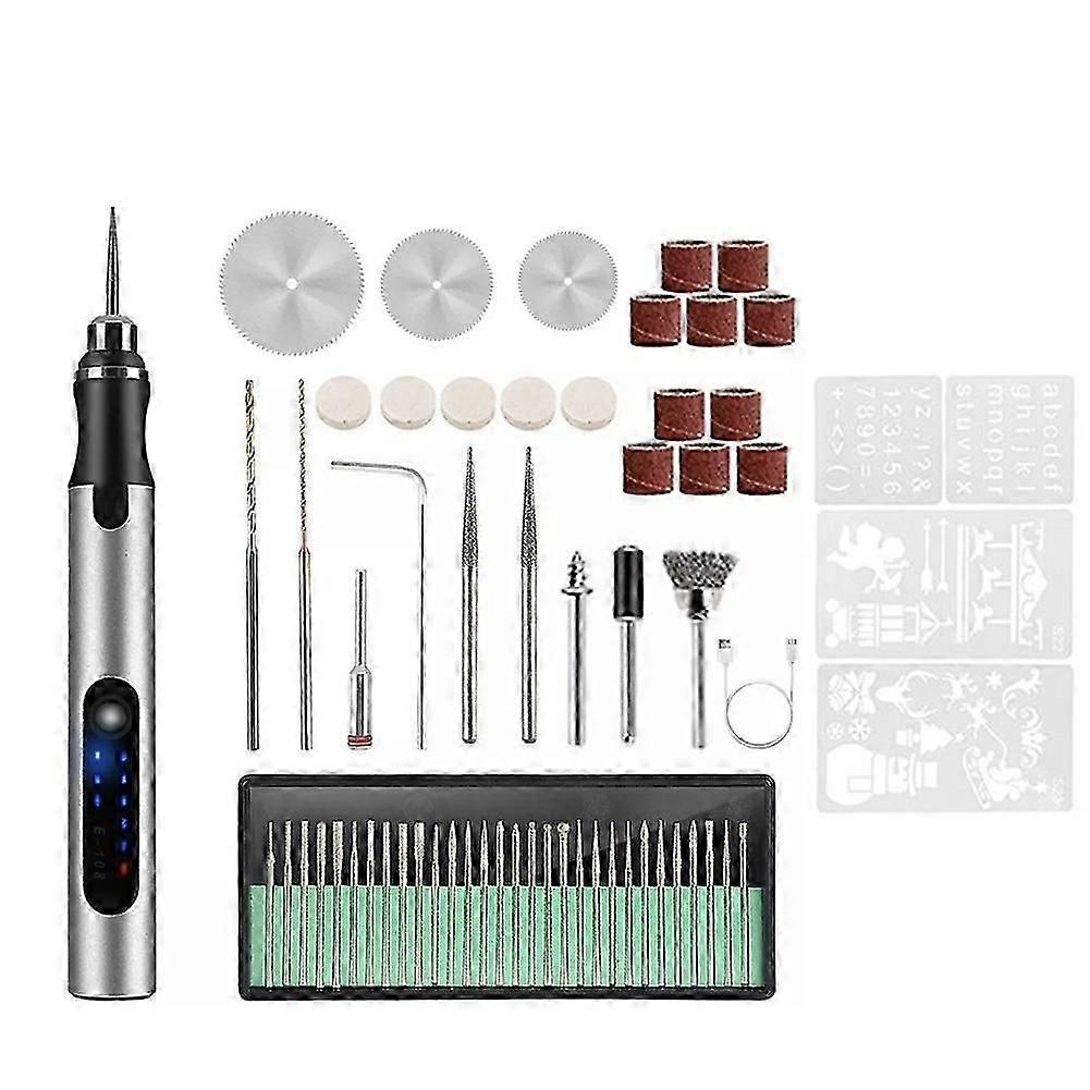 Wiederaufladbarer Usb-gravierstift Mit 58 Bits, Diy-gravierwerkzeug-set Zum Gravieren Von Holz, Schmuck, Glas, Metall Und Kunststoff – Jxlgv