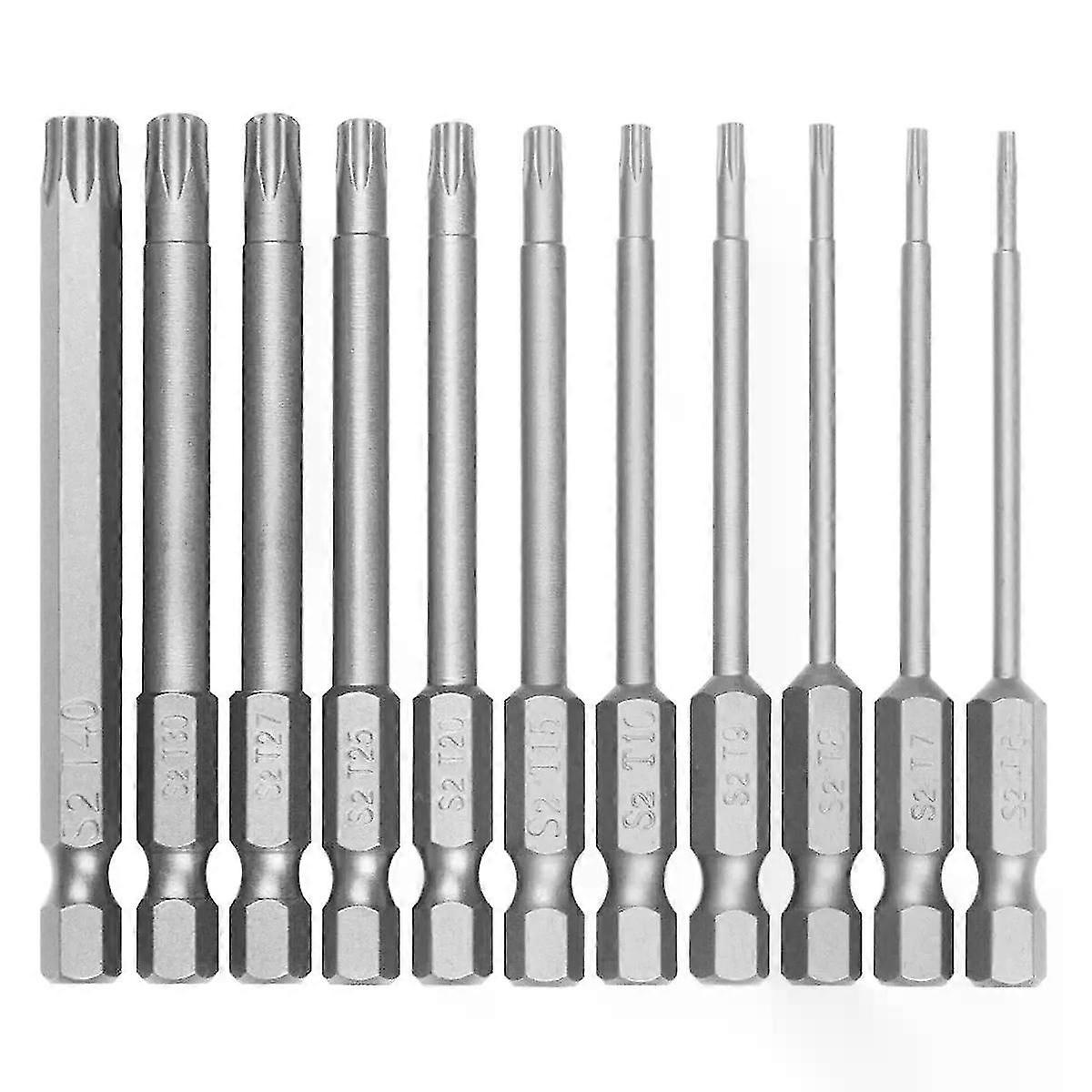 11-teiliges Torx-schraubendreher-bit-set, 1/4 Zoll Sechskantschaft, Robustes Torx-stern-sicherheitsbit-set, Professionelles Magnetisches Stern-s2-stahl-jxlgv