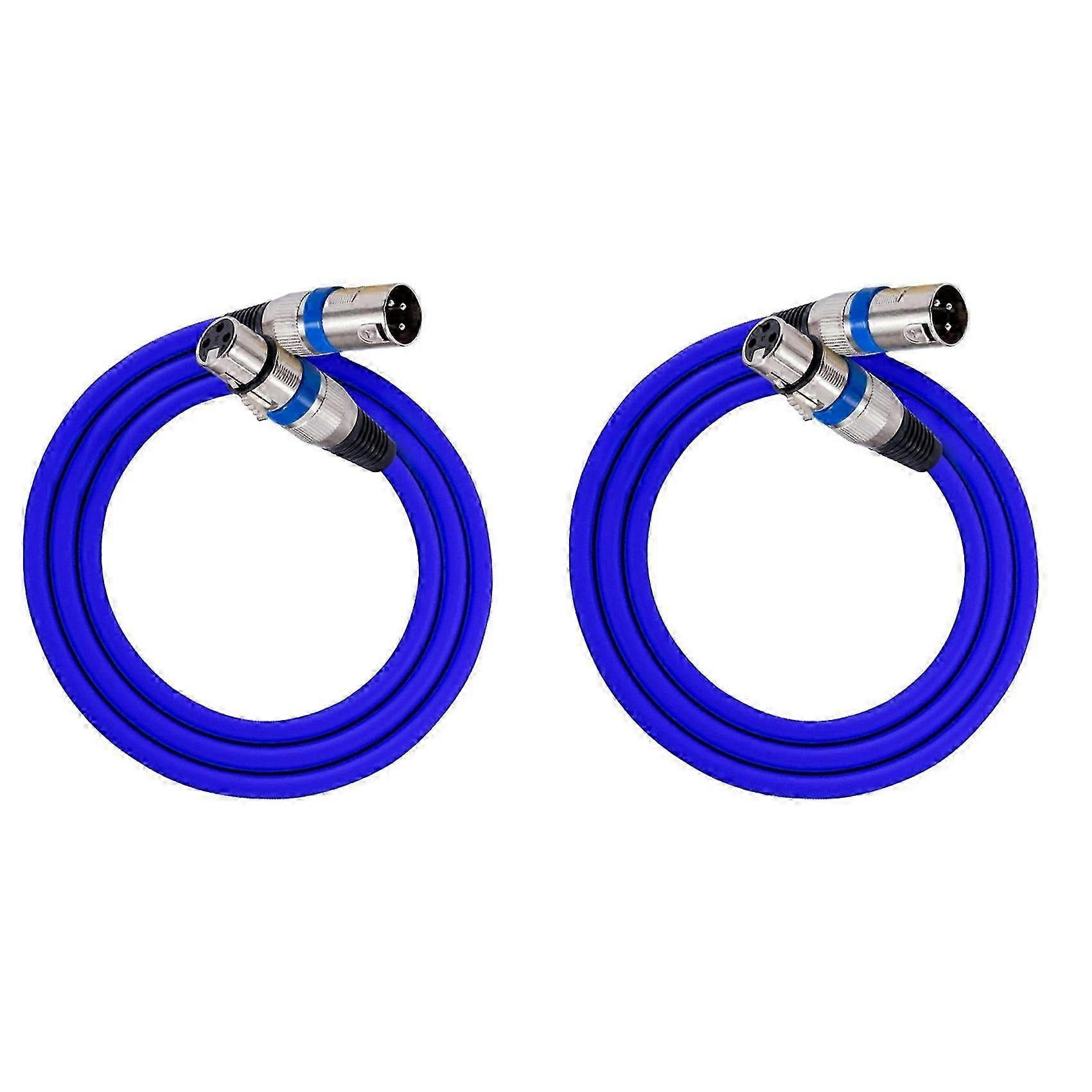 2x Xlr-kabel, 3-polig, Xlr-stecker/buchse, Einbau- Auf Xlr-buchse/stecker, Durchgangs-mikrofonverlängerungsadapter, Blau-jxlgv