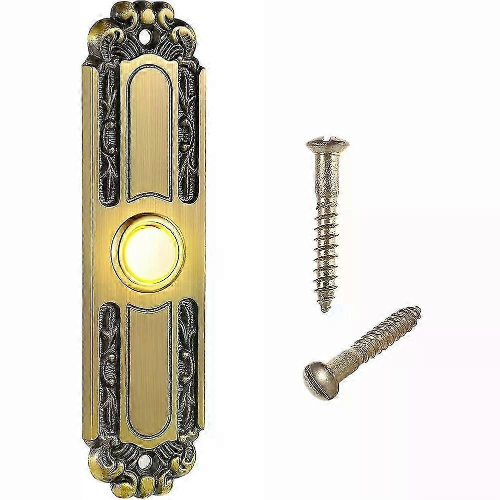 Türklingelknopf In Antikbronze Mit Beleuchtung, Kabelgebunden, Rechteckiger Led-türgong, Wandmontage-türklingelschalter – Jxlgv