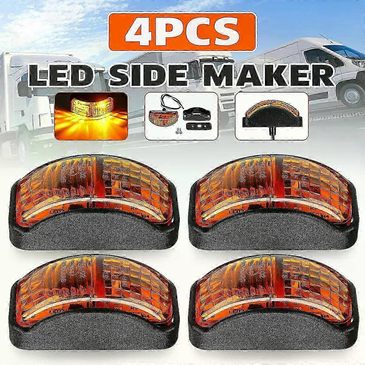 2/4x 10-30v 2-smd Led Seitenmarkierungsleuchte Für Pkw, Lkw Und Anhänger, Blinker, Gelb, Led-zubehör - Jxlgv