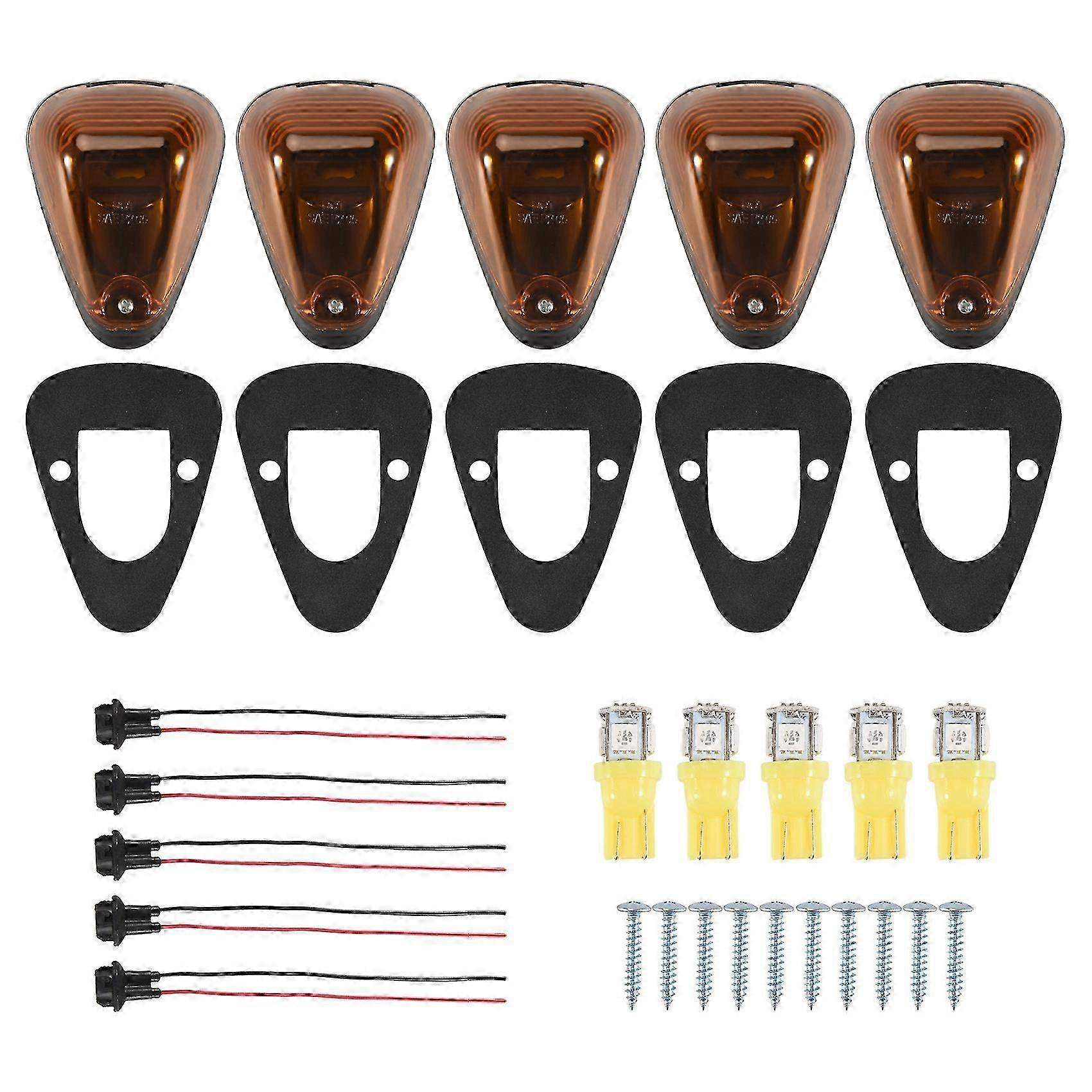 5er-pack Kabinenmarkierungsleuchten Mit Bernsteinfarbener Linse Und Dachmarkierungsleuchten Inklusive Verkabelung Für Ford F150, F250, F350, F450, F550, F65, E150 (1999–2016) – Jxlgv
