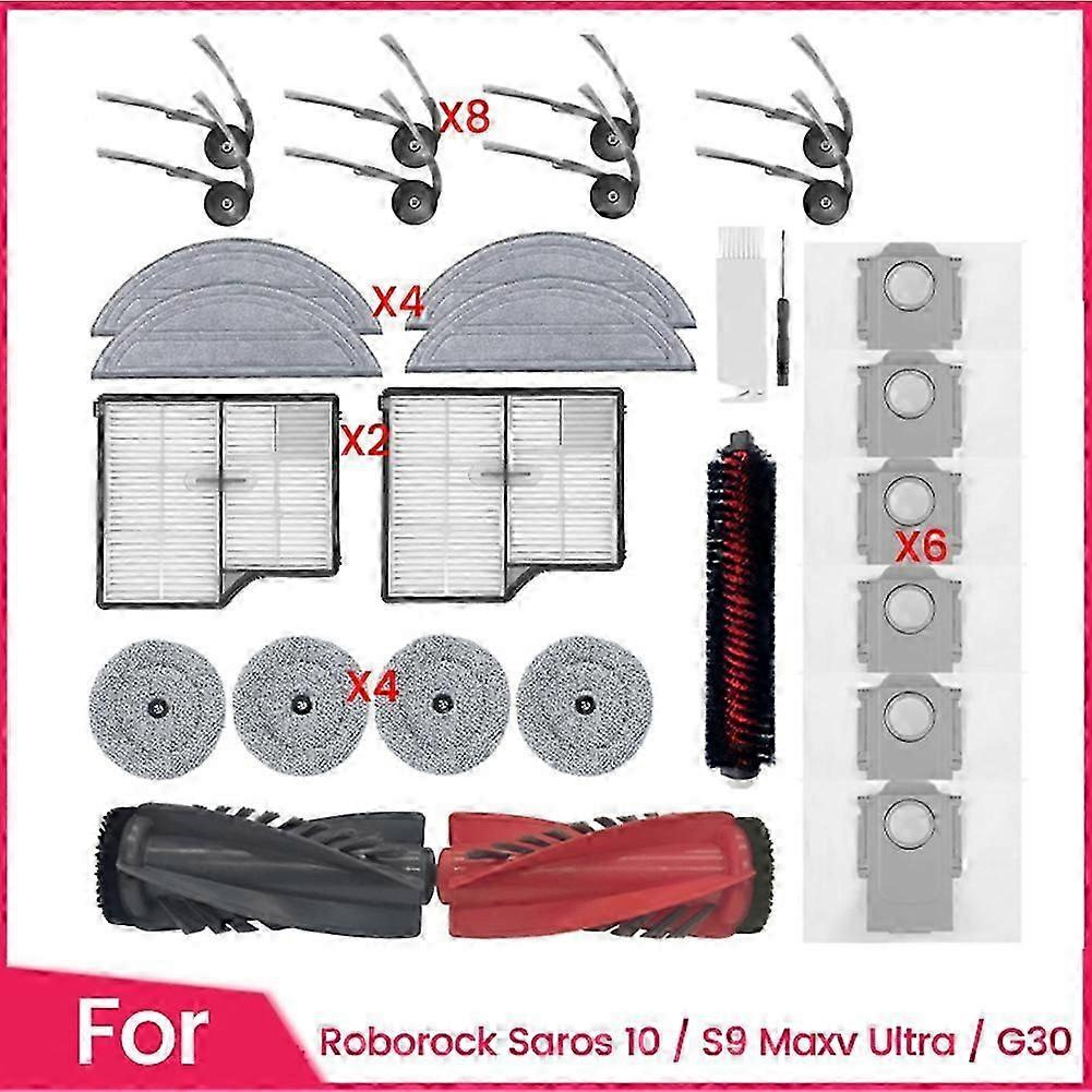 29-teiliges Ersatzteilset Für Roborock Saros 10 / S9 Maxv Ultra / G30 Staubsaugerzubehör: Hauptbürste, Seitenbürste, Filter, Wischmopp, Staubbeutel – Jxlgv