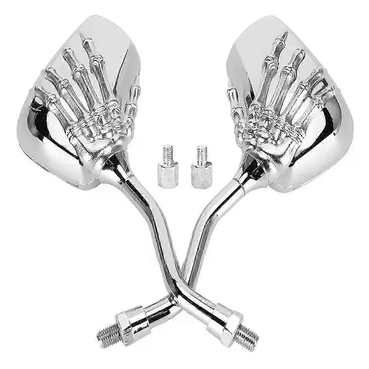 1 Paar Silberne Universal-motorrad-rückspiegel In Totenkopfform, Universell Passend Für 8 Mm/10 Mm. Geeignet Für Die Montage Und Verwendung An Mo-jxlgv.