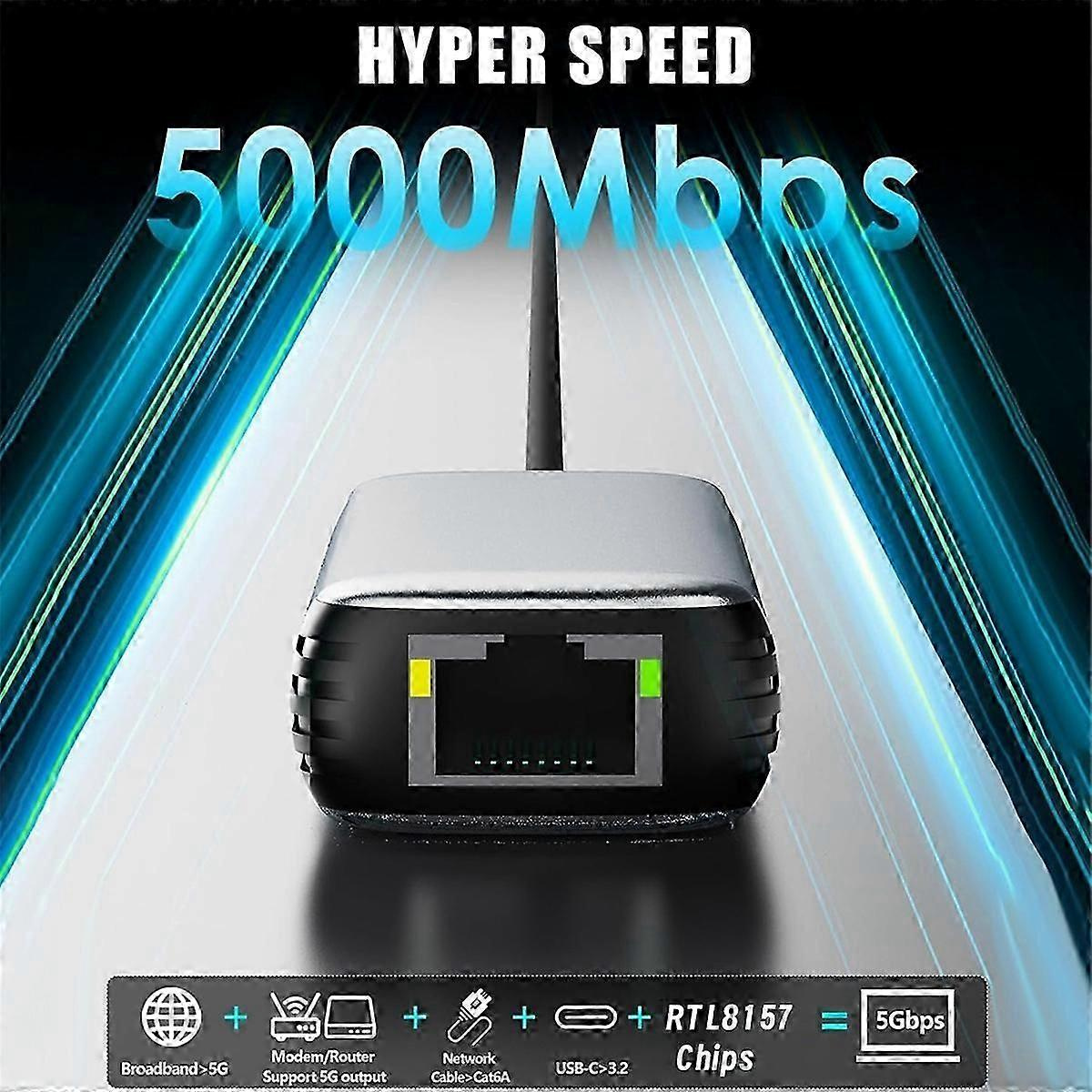 Usb 3.2 Auf 5 Gbit/s Ethernet-adapter Rtl8157 5000 Mbit/s Rj45 Netzwerk-konverter Für Laptops, Unterstützt 5g, 2,5g-jxlgv