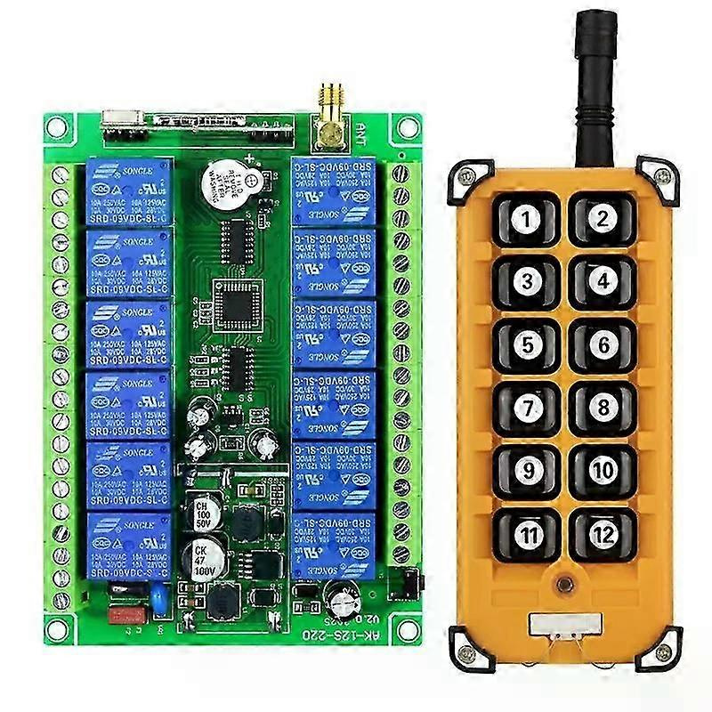 Dc12-48v 12-kanal 433mhz Funkschalter Universalset, Geeignet Für Industrielle Anwendungen, Z. B. Steuerung Von Elektrokränen Und Garagentoren, Fernbedienung Und Empfänger – Jxlgv