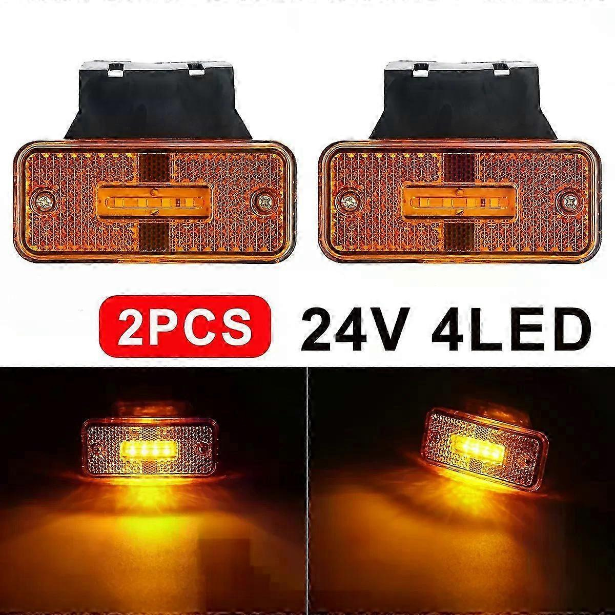 1/2 X 24 V 4 Led Anhänger-positionsleuchten, Lkw-seitenmarkierungsleuchten, Led-rückleuchten Für Traktoren Und Lkw Mit Halterung, Rot-gelbe Beleuchtung – Jxlgv