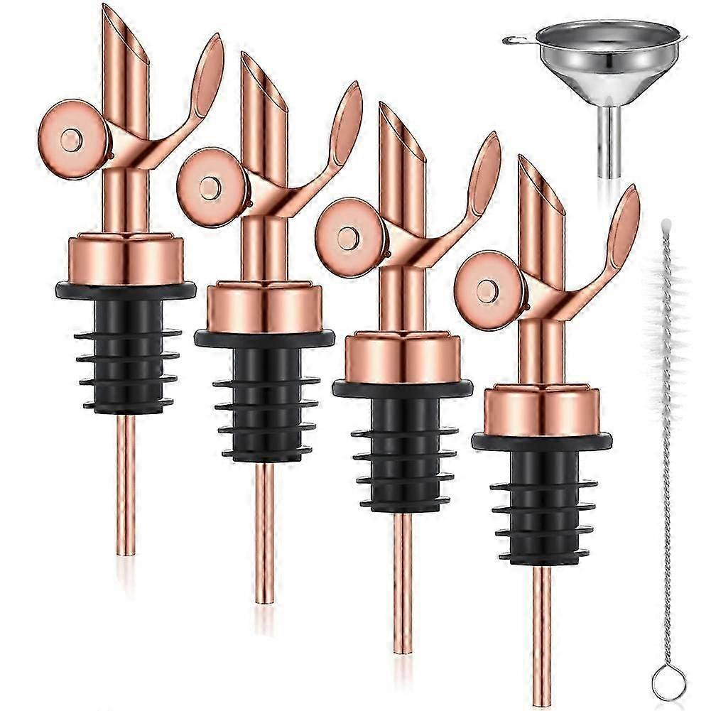 4-teiliges Set Beschwerter Ausgießer Aus Edelstahl Für Olivenöl, Automatischer Öffnungs- Und Schließmechanismus, Roségold-jxlgv