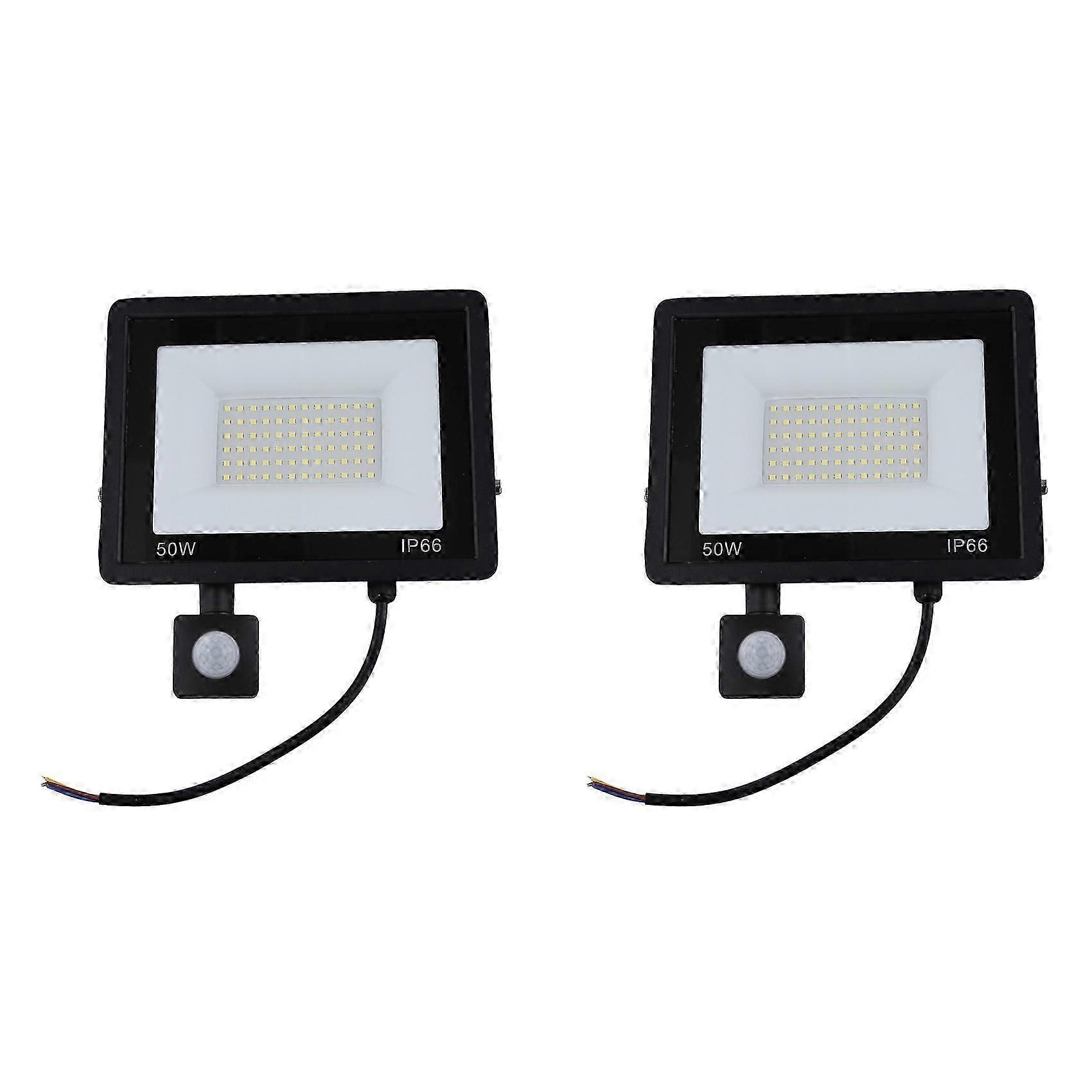 2x Sensor-led-flutlicht 50w, Induktionsstrahler, Ip66 Wasserdicht, Ideal Für Straßen-, Platz- Und Außenbeleuchtung – Jxlgv