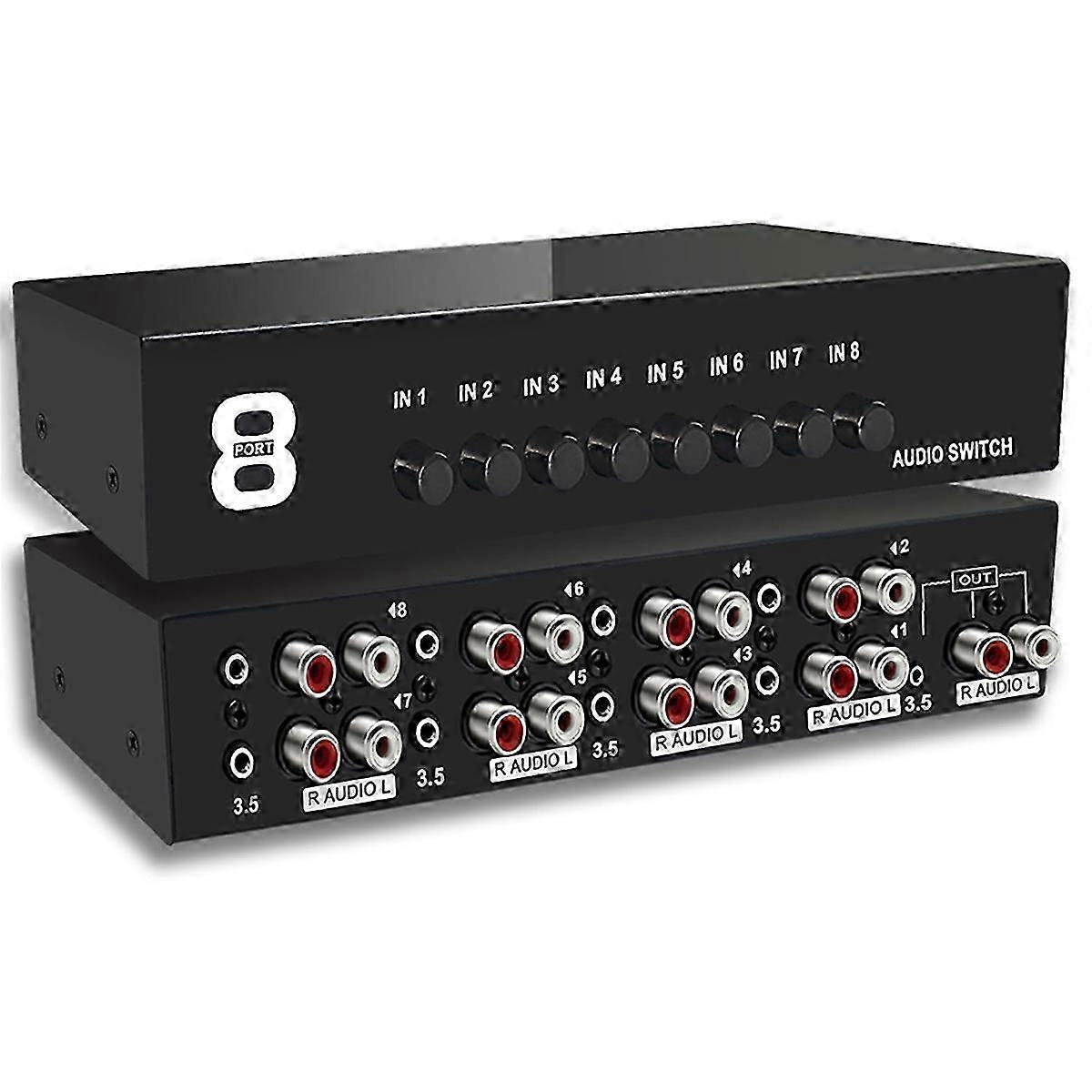 3,5-mm-aux- + Rca-l/r-stereo-8-in-1-out-analog-audio-umschalter – Jxlgv