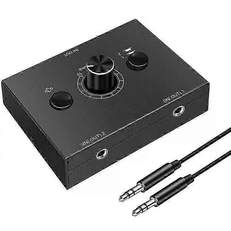 35-mm-audio-umschalter (2 Eingänge, 1 Ausgang / 1 Eingang, 2 Ausgänge) Mit Ein-tasten-stummschaltung – Jxlgv