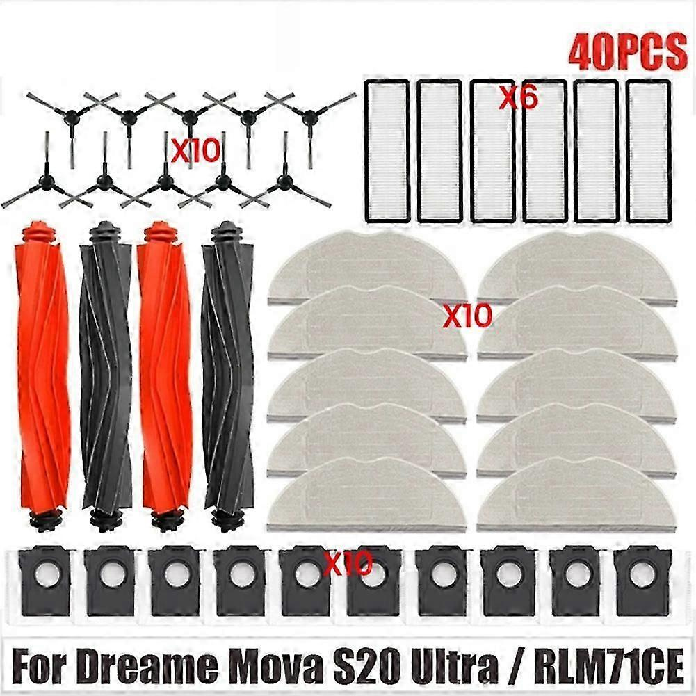 40-teiliges Ersatzteilset Für Dreame Mova S20 Ultra / Rlm71ce Staubsauger: Bürsten, Wischpads, Filter, Staubbeutel – Jxlgv