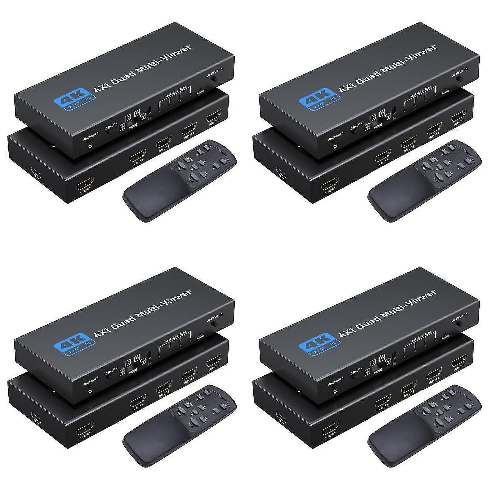4k Hdmi-kompatibler Quad-multiviewer (4 Eingänge, 1 Ausgang) Mit 1080p-bildschirmanzeige Und Nahtlosem Umschalter, Kompatibel Mit Ps4, Kamera, Pc, Tv Und Monitor – Jxlgv