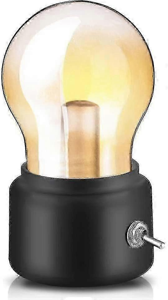 Retro-glühbirnenlampe, Usb-wiederaufladbar, Led-nachtlicht, Mini-tischlampe, Schwarz-jxlgv