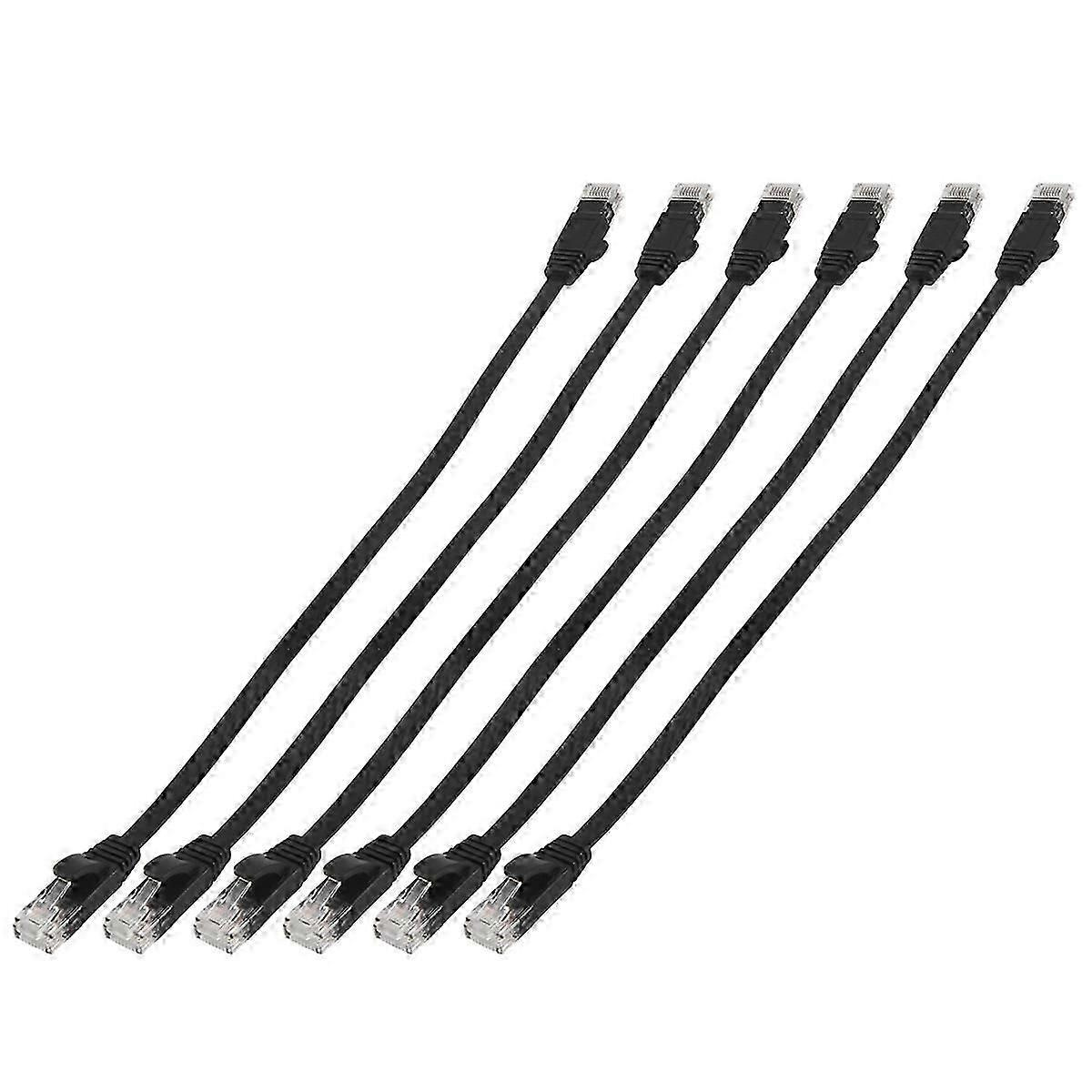 6 Stück 1 Fuß Langes Flaches Internet-netzwerkkabel, Massives Cat6-hochgeschwindigkeits-patchkabel Mit Knicksicherem Rj45-stecker-jxlgv