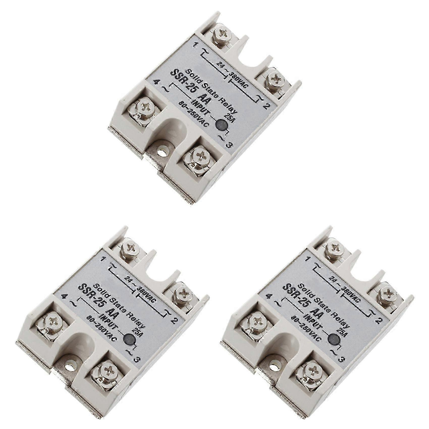 3x Ssr-25aa 80-250v 25a Maschinensteuerungs-wechselstrom-halbleiterrelais-jxlgv