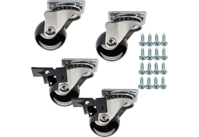 Sotech Set Möbelrollen Swift Ø 35 Mm Schwarz 2 X Mit Und 2 X Ohne Bremse (feststeller) Inkl. Schraubenset Belastbarkeit Bis 140 Kg (35 Kg Pro Transportrolle)