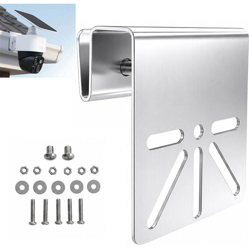 Support Caméra Gouttière Pour Eufy Solocam S340 E30, Fixation Sans Perçage En Acier Inoxydable Avec Caméras Dôme/ptz Compatible Installation Extérieure Résistant Aux Intempéries