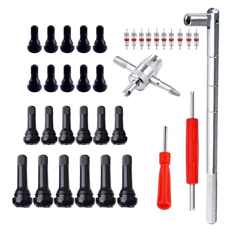 Kit D'Extraction Et D'Installation De Tige De Valve De Pneu 10 Pièces Tr412, 6 Pièces Tr413, 6 Pièces Tr414 Tige De Valve De Pneu Encliquetable Avec Noyaux De Valve, Outil D'Installation Pour Enleve